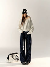 Dark Blue High-waist Wide-leg Pants - CHINASQUAD
