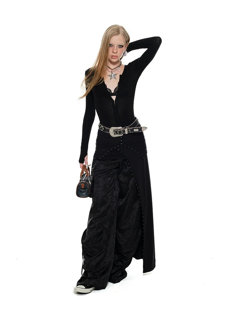 Long Sleeve Hook Button Jumpsuit - CHINASQUAD