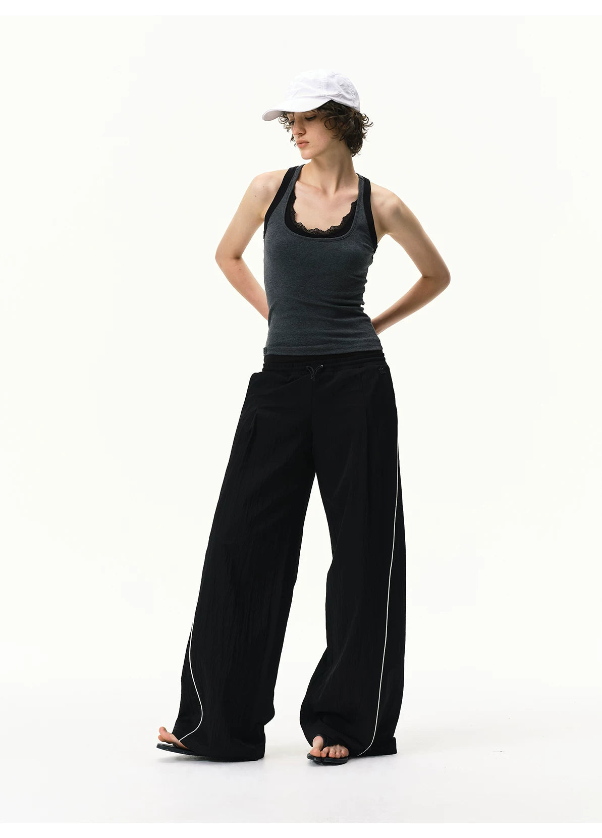 Cooling Lyocell Double-Waistband Wide-Leg Pants