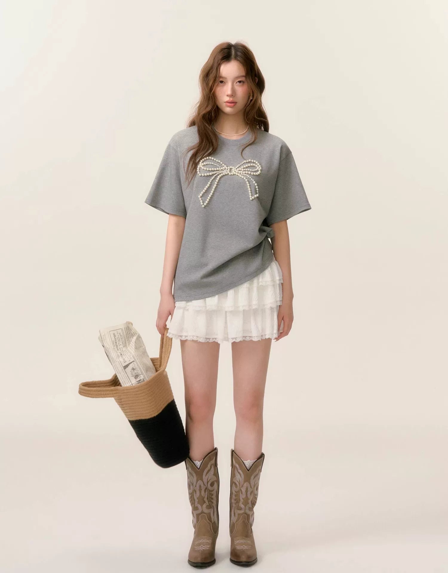 Beaded Bow-knot T-Shirt - CHINASQUAD