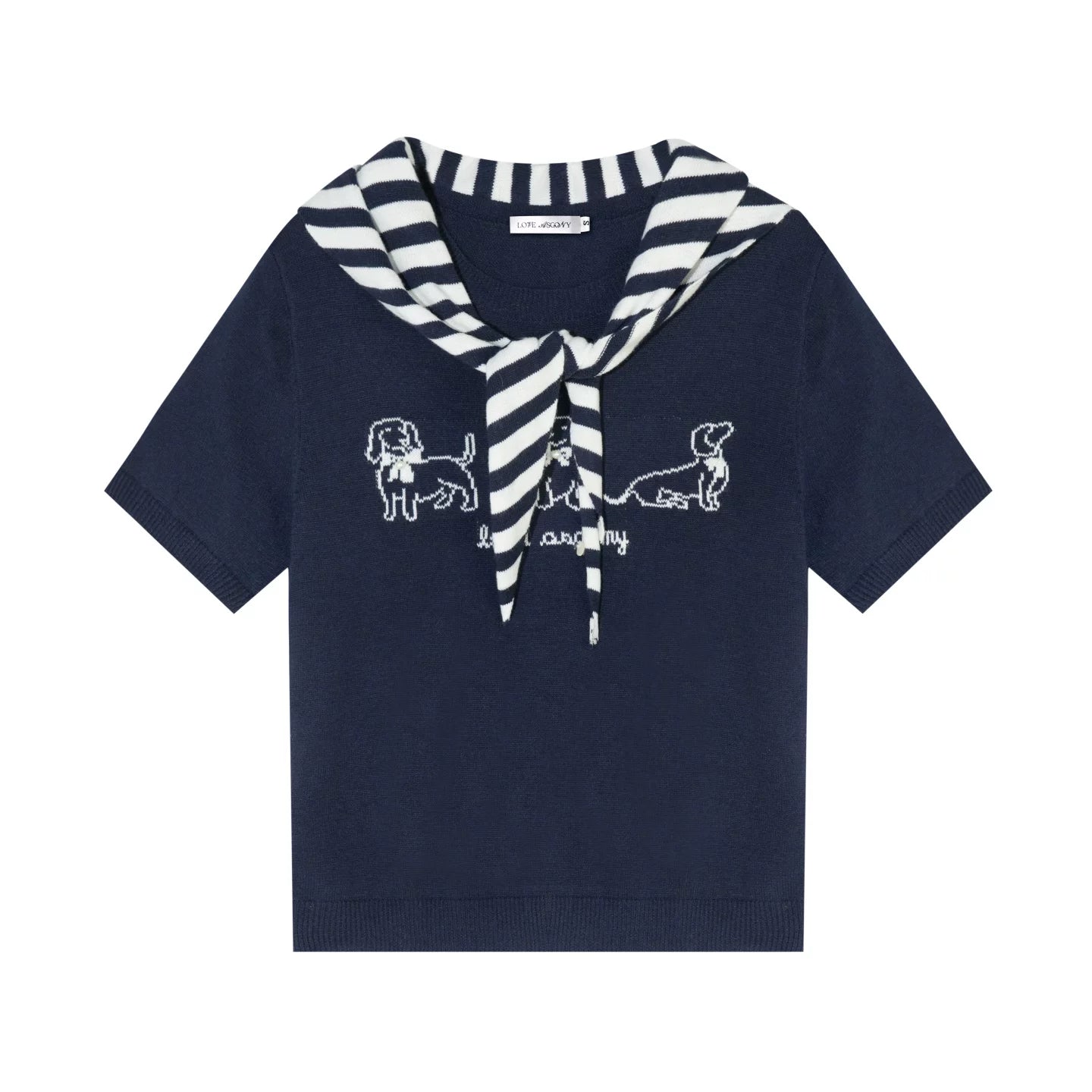 Wool-Blend Jacquard Knit Tee & Striped Shoulder Set