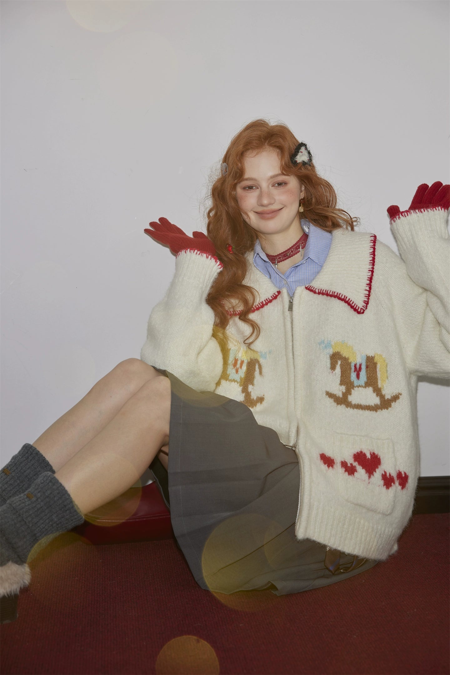 Winter Wool Knit Five-Finger Gloves