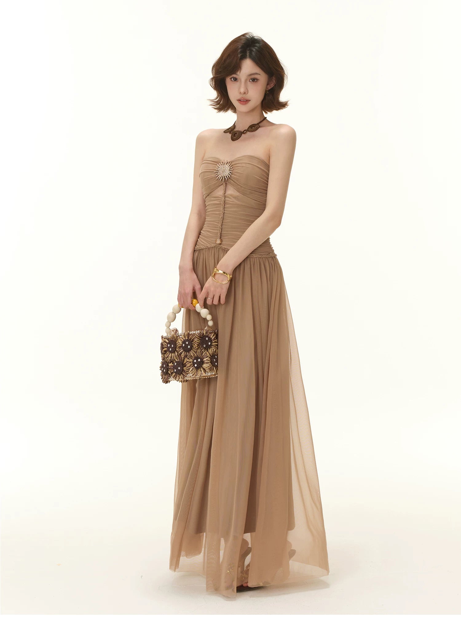 Greek Goddess Strapless Corset Maxi Dress