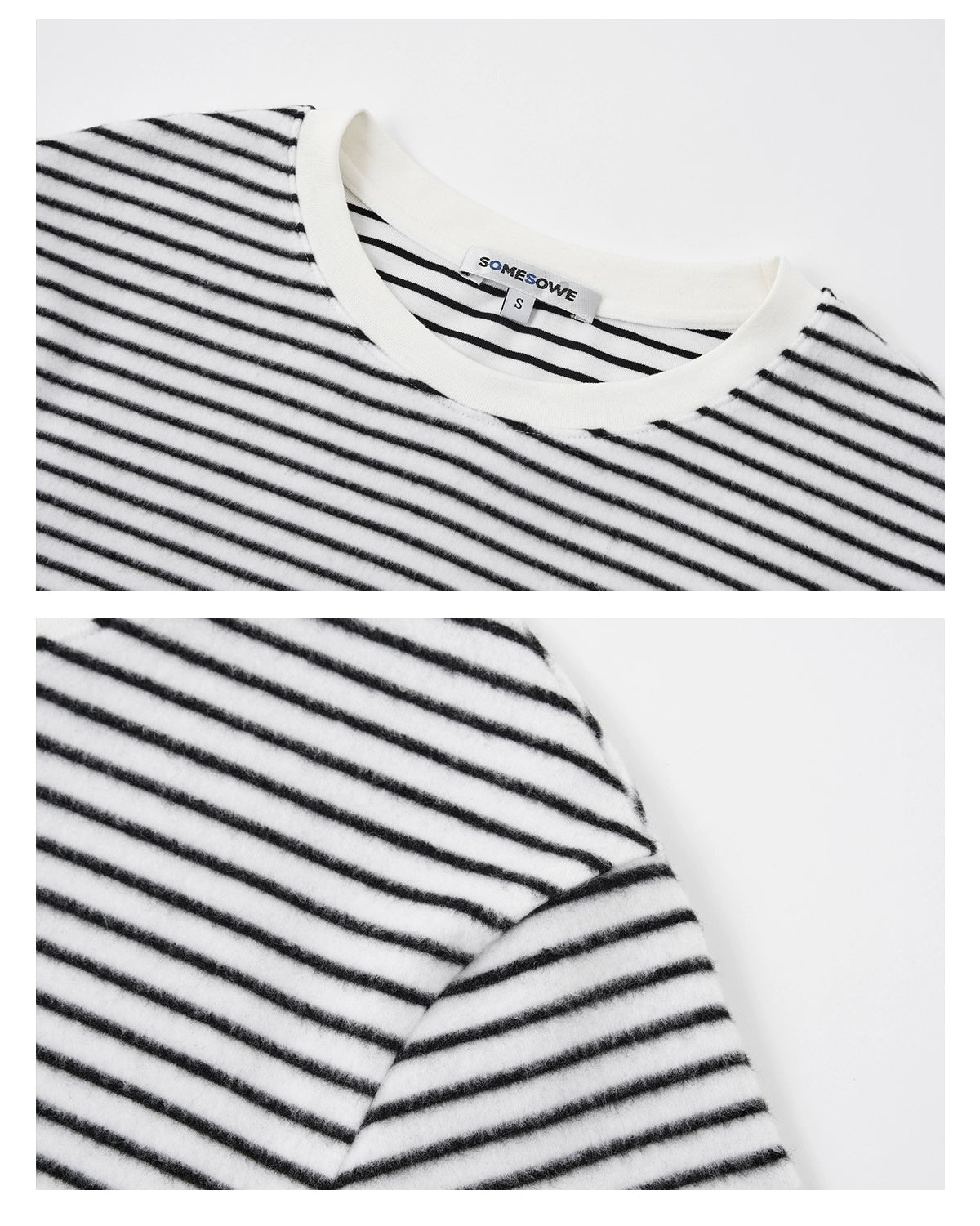 Lace-Panel Fuzzy Ribbed Long-Sleeve Tee