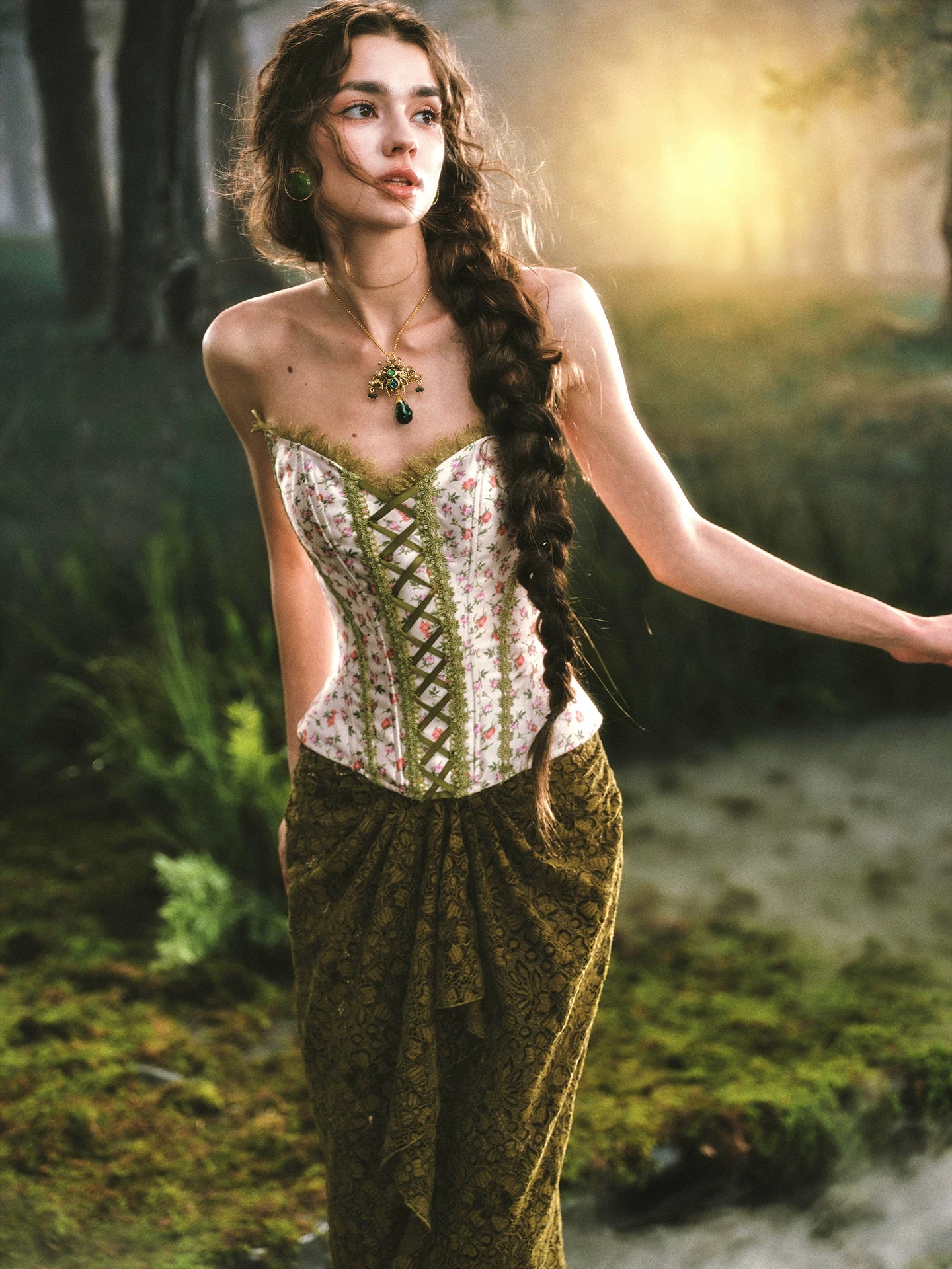 Enchanted Woodland Corset & Lace Skirt Set