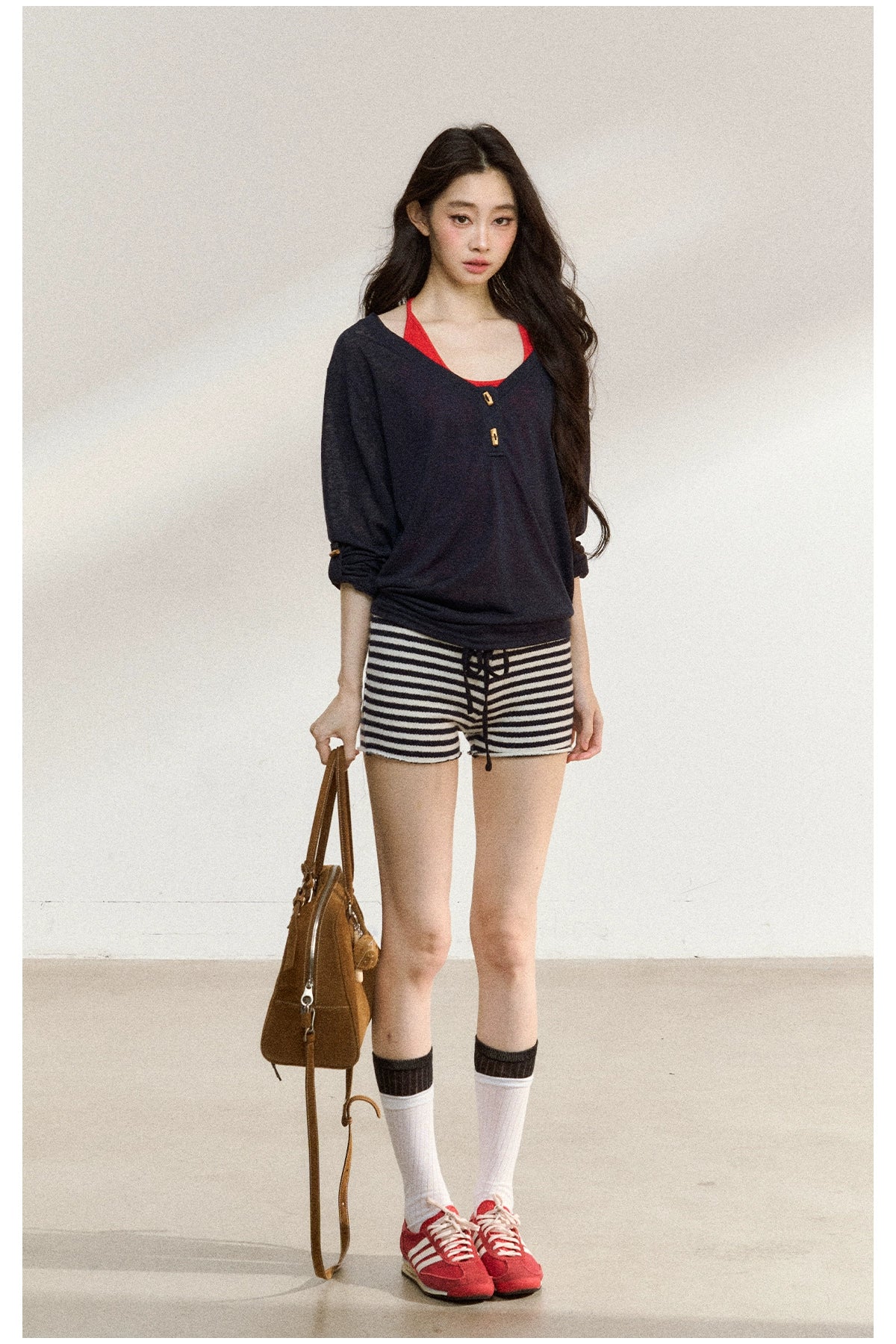 Textured Silk-Blend V-Neck Pullover & Tank Top Set - CHINASQUAD