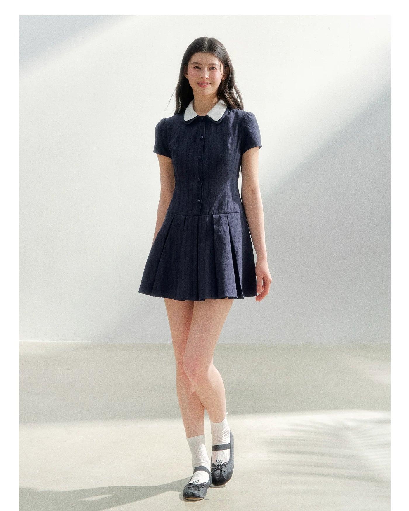 Preppy Vintage Short Sleeve Shirt Dress