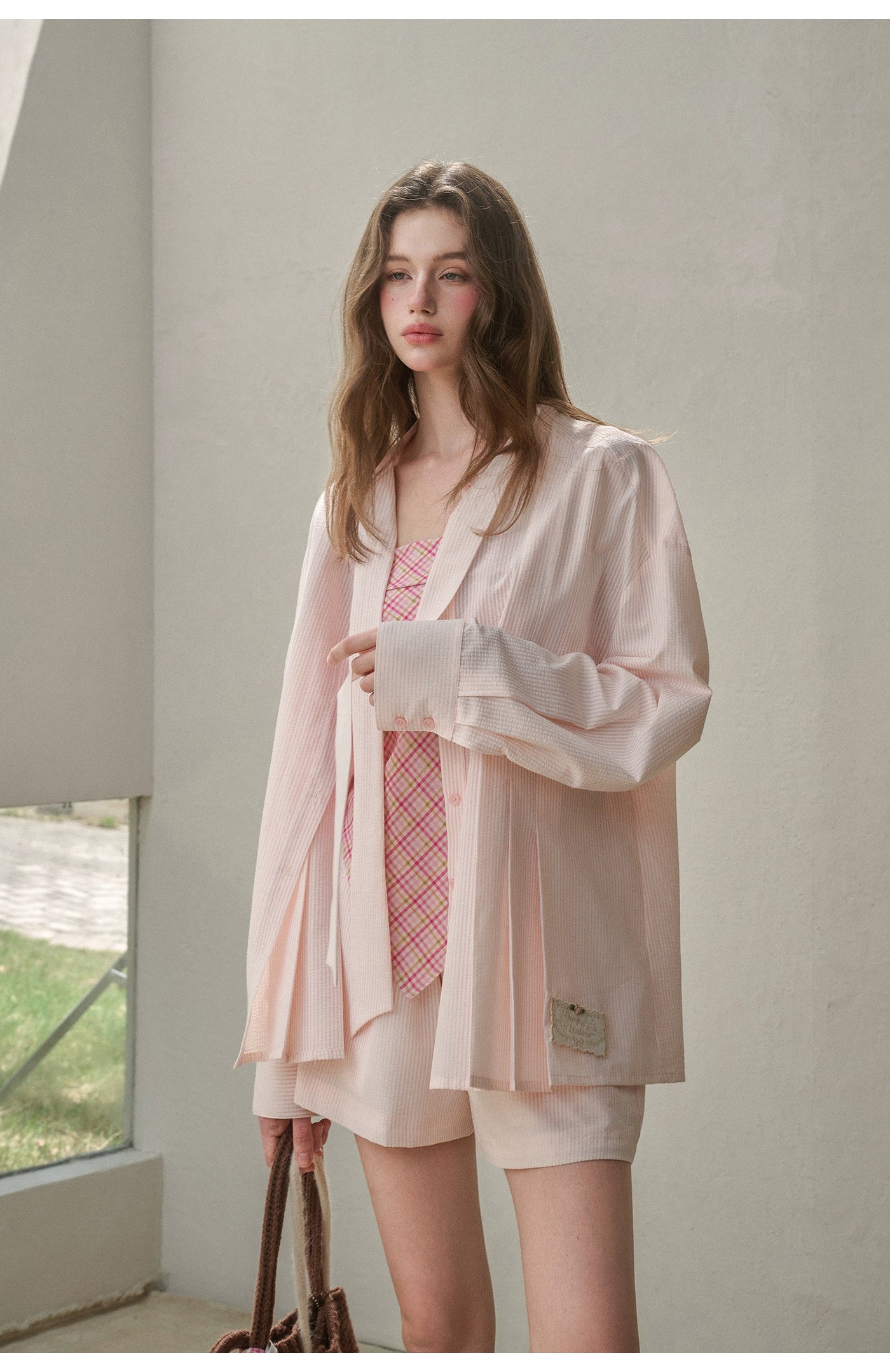 "Perfume Memoir" Tencel Cotton Bow Blouse Set
