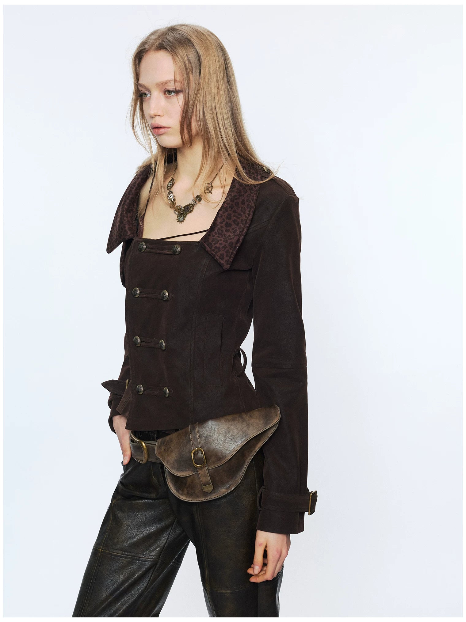 Punk Suede Short Trench Jacket