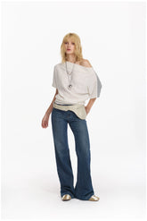 Diagonal Bat-Sleeve Knit Crewneck - CHINASQUAD