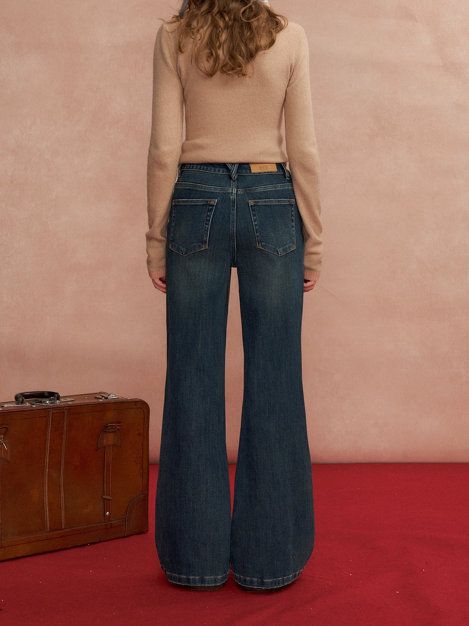 High-Rise Stretch Flared Denim Pants