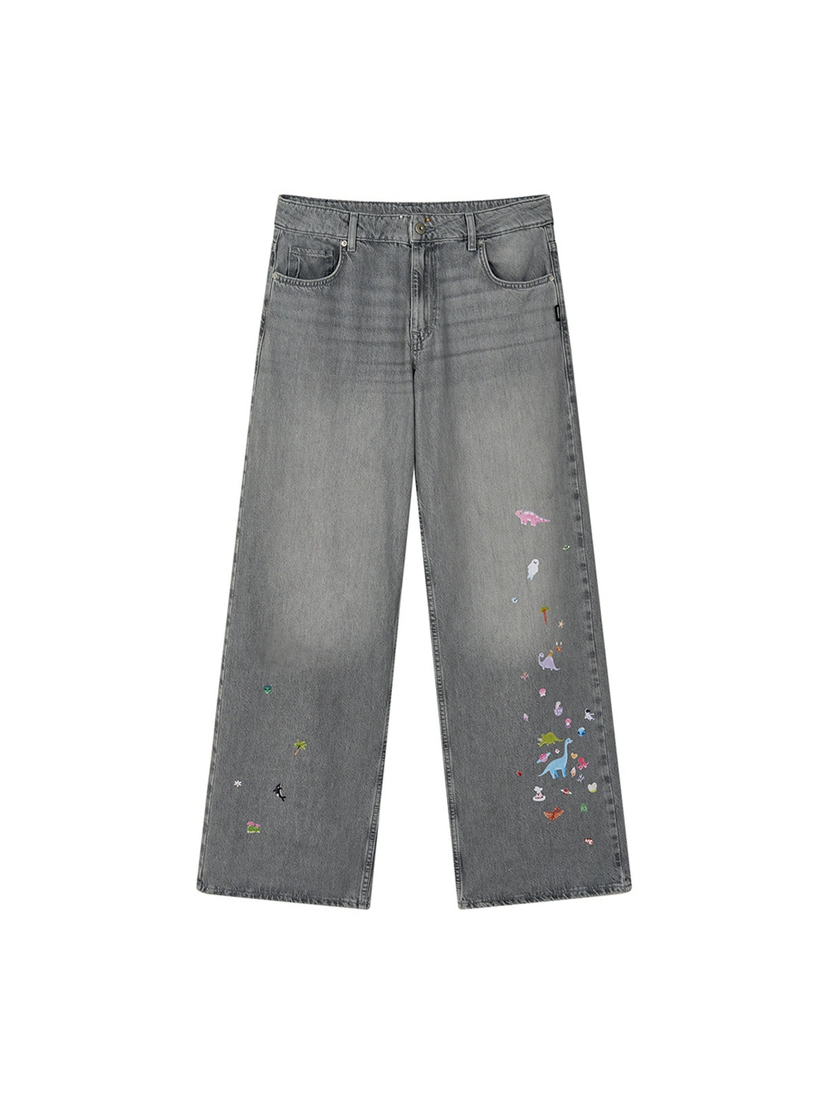 Vintage Washed Light Gray Denim Jeans - CHINASQUAD