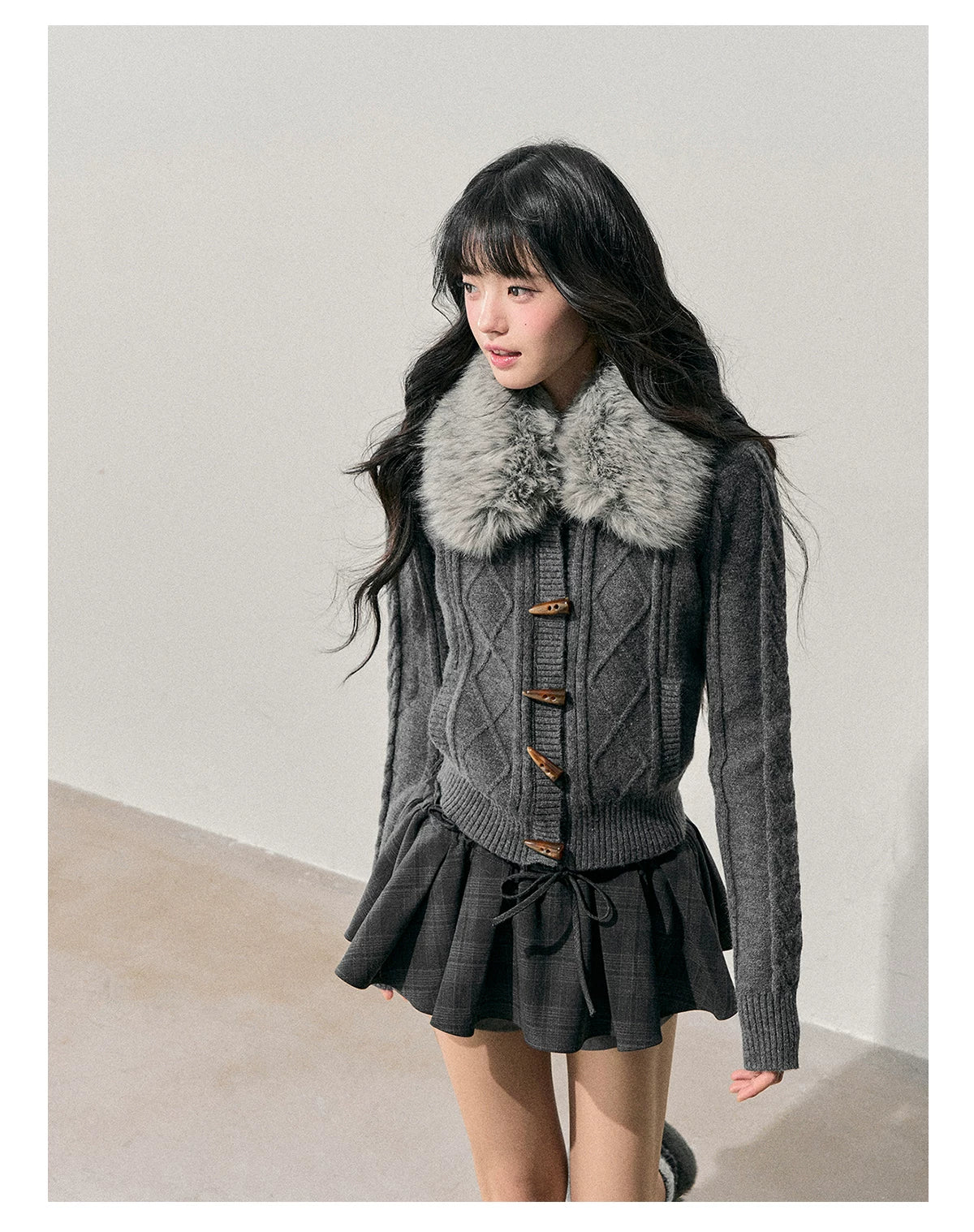 Cable Knit Toggle Cardigan Sweater