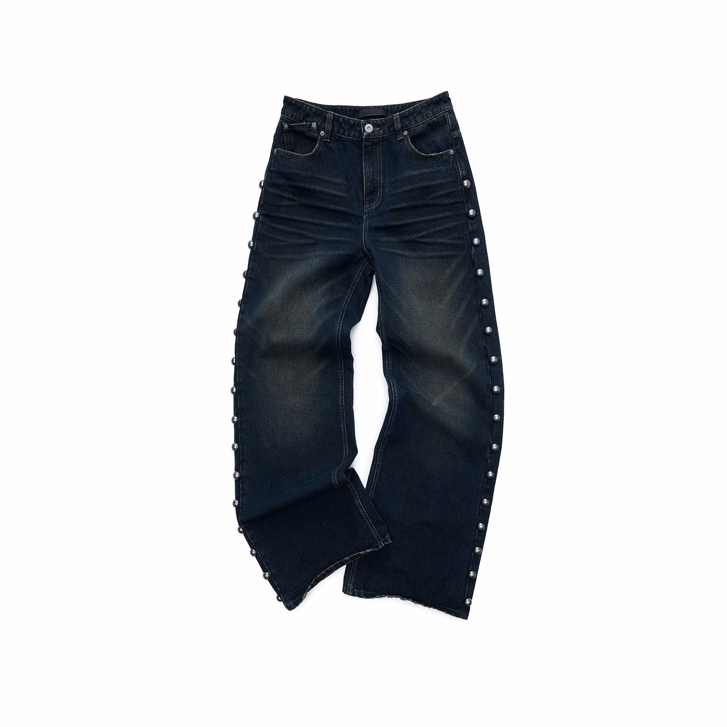 Riveted Vintage Washed Straight-Leg Jeans - CHINASQUAD