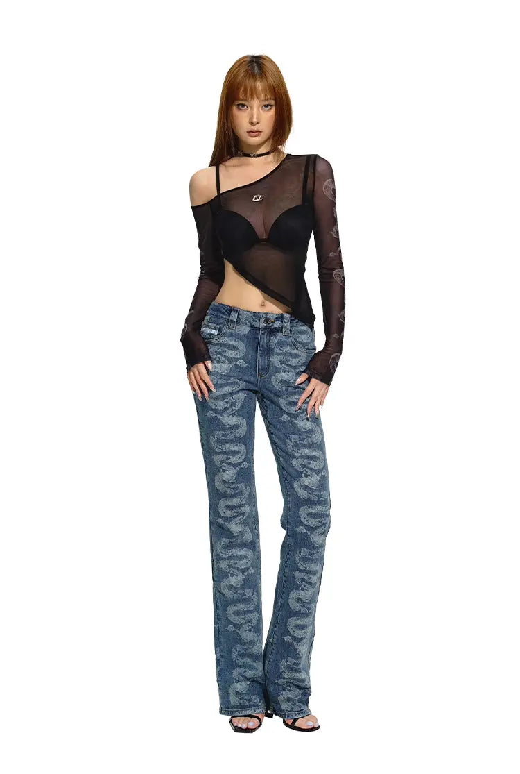 Blue Low-Waist Skinny Straight-Leg Jeans - CHINASQUAD