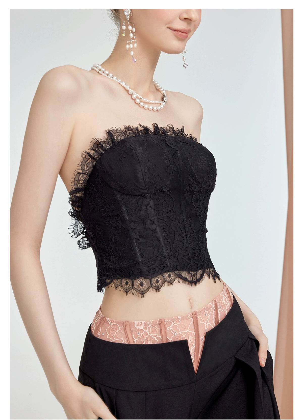 Naomi Lace Mesh Boned Backless Corset - CHINASQUAD