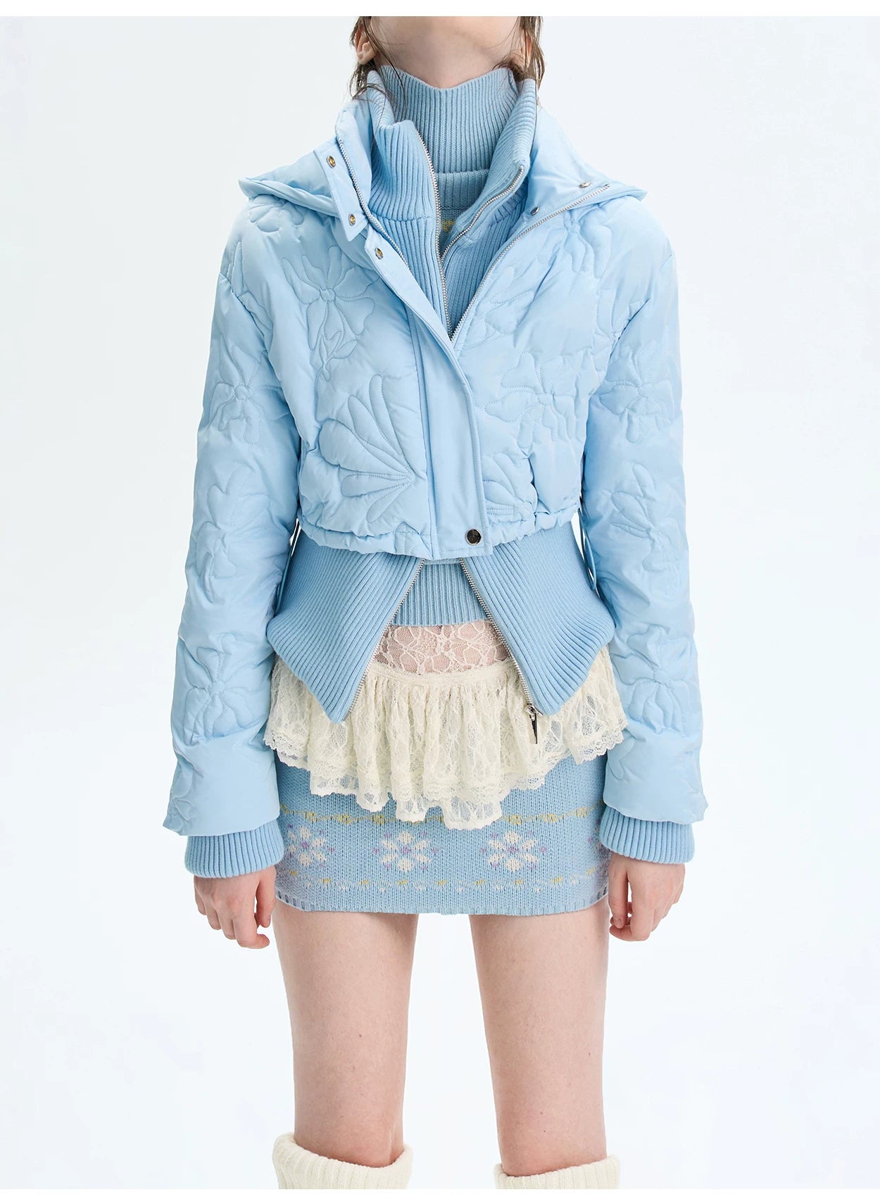 Quilted Embossed Short Down Jacket