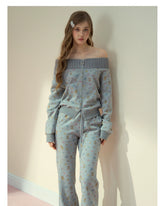 Floral Bunny Off-Shoulder Zip-up Sweatshirt - CHINASQUAD