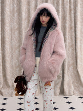 Plaid Spliced Eco-friendly Faux Fur Coat - CHINASQUAD