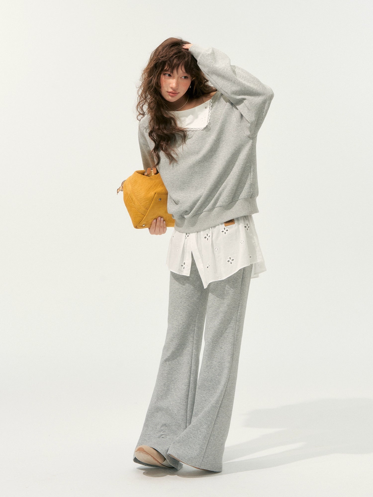 Detachable Spliced Collar Sweatshirt