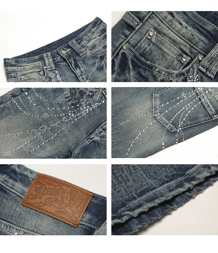 Washed Blue Bootcut Stretch Denim Jeans