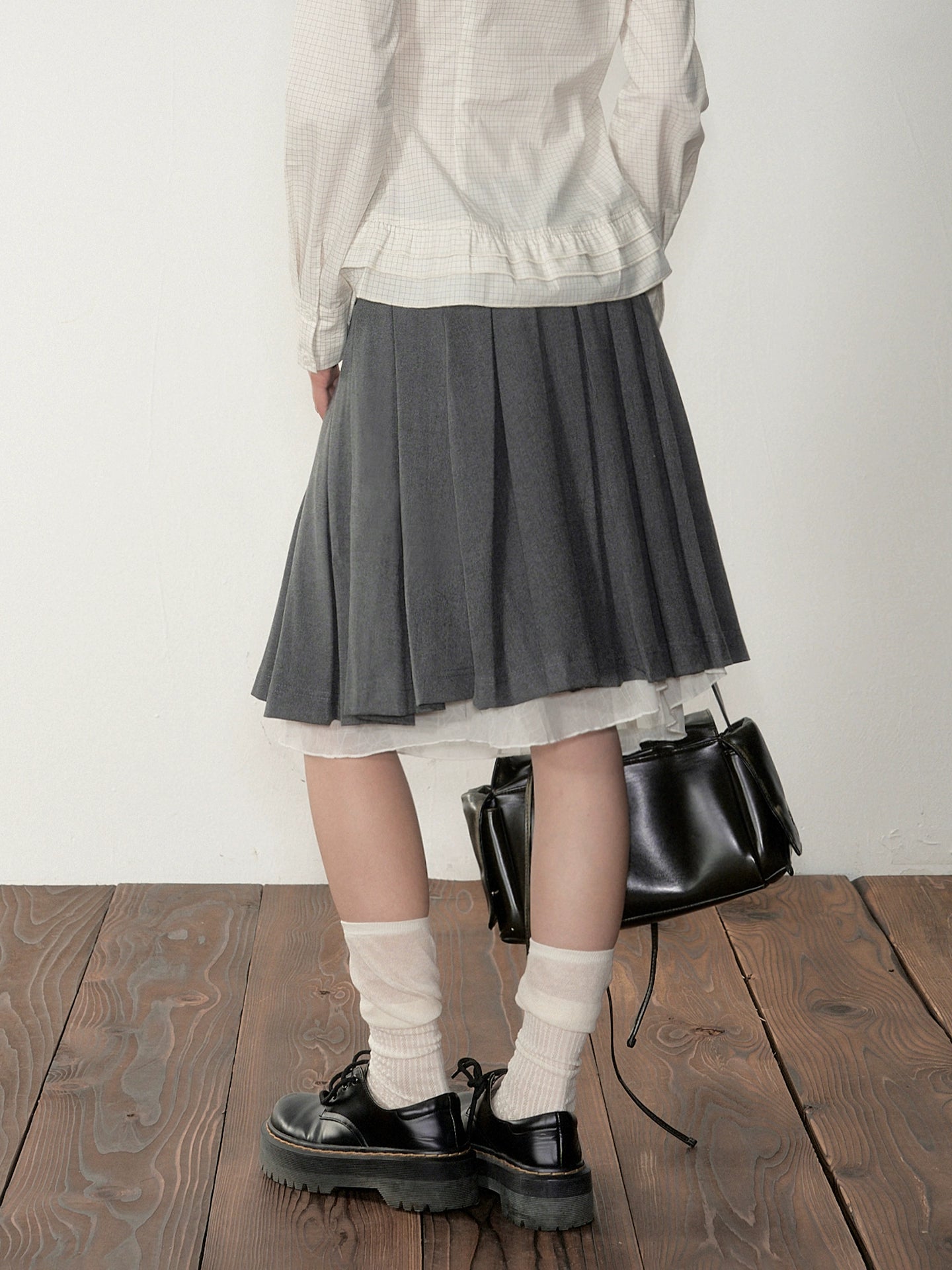 Sheer Double-layer Slim Low-waist Midi Skirt