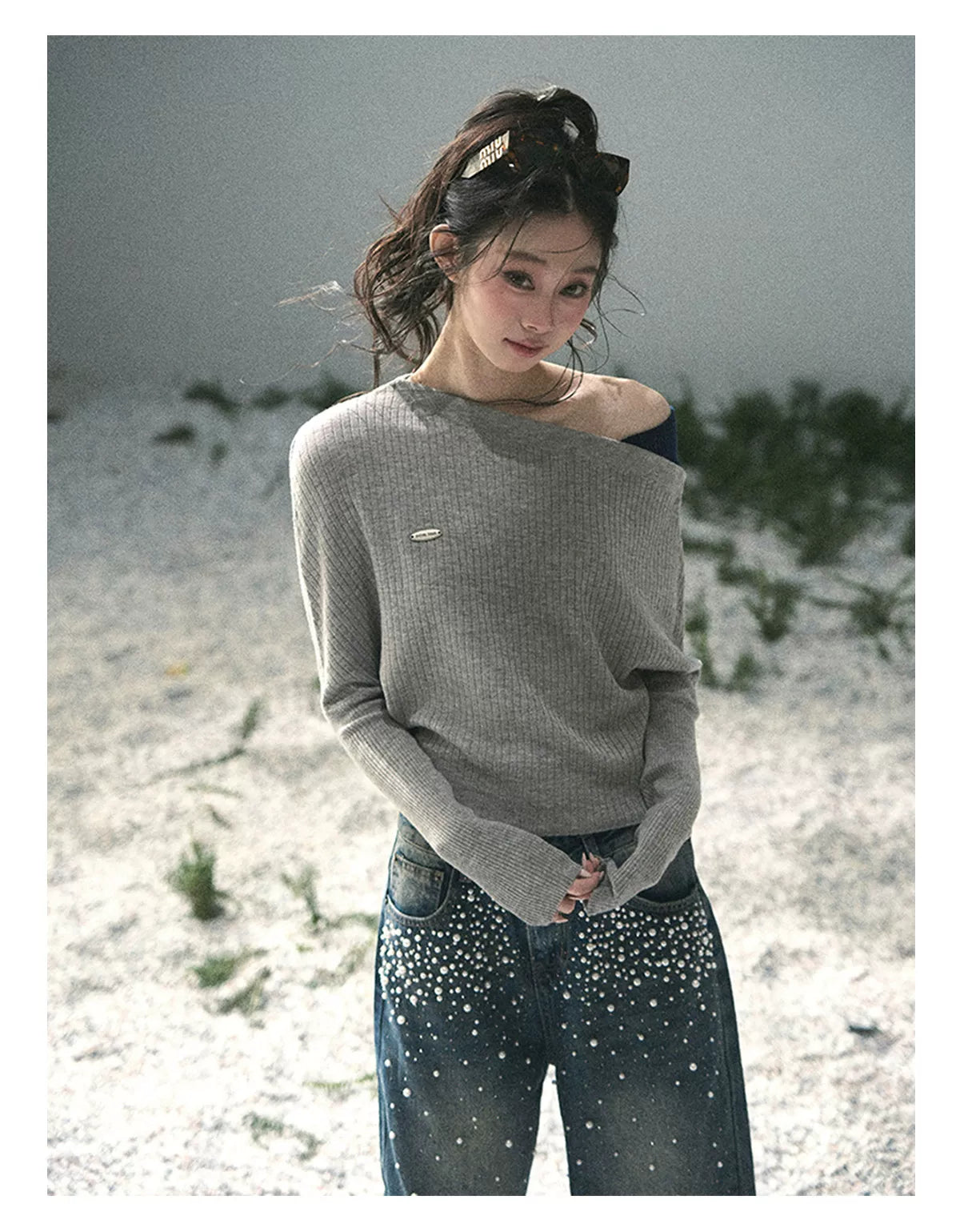 Ash Memories Off-Shoulder Knit Top