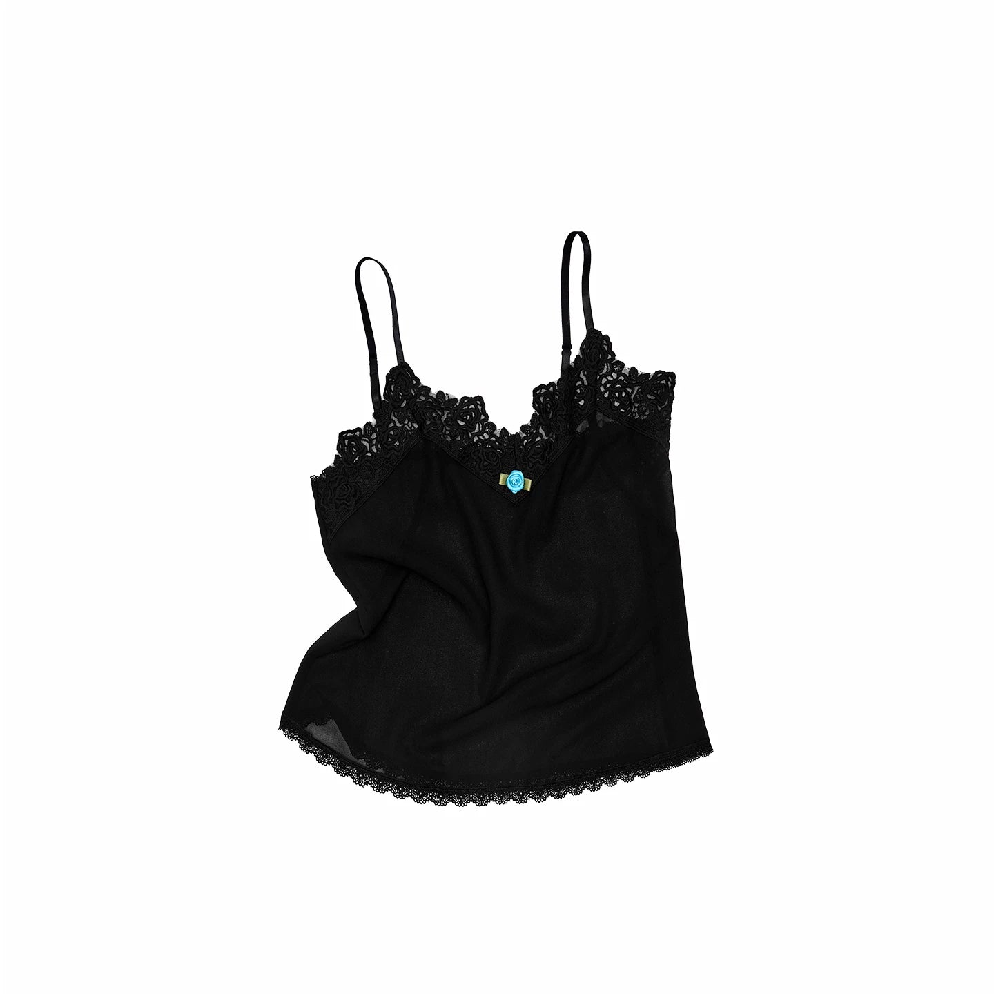 Lace-Trim V-Neck Sheer Camisole