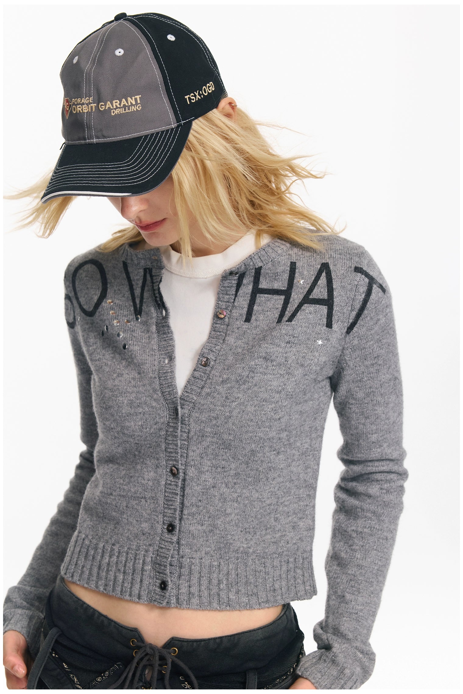Soft Wool Punk Letter Knit Cardigan