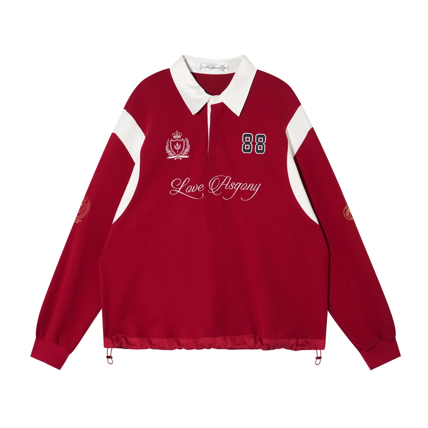 Embroidered Drawstring Rugby Polo Sweatshirt - CHINASQUAD