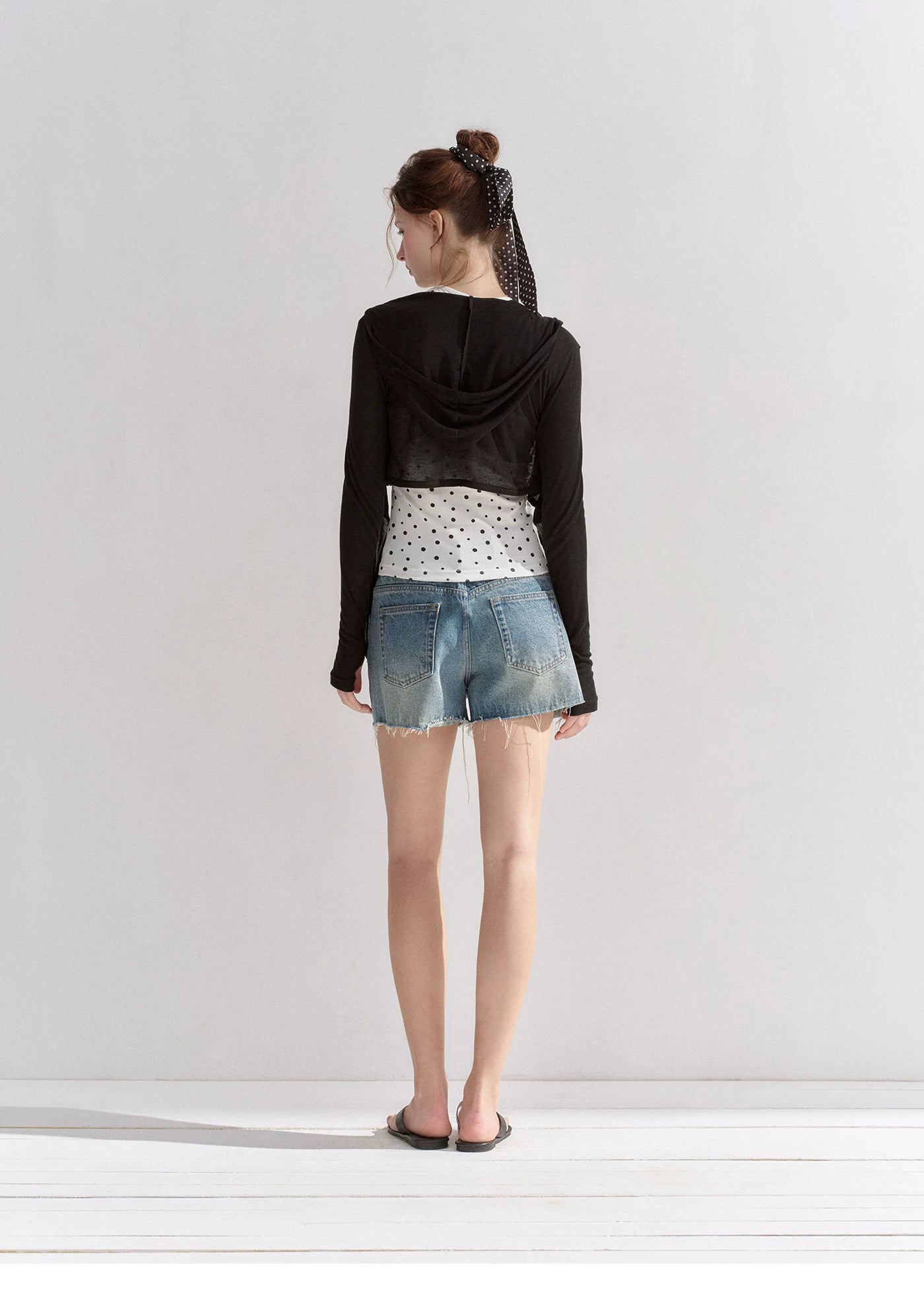 Vintage Washed Crystal-Embellished Denim Shorts