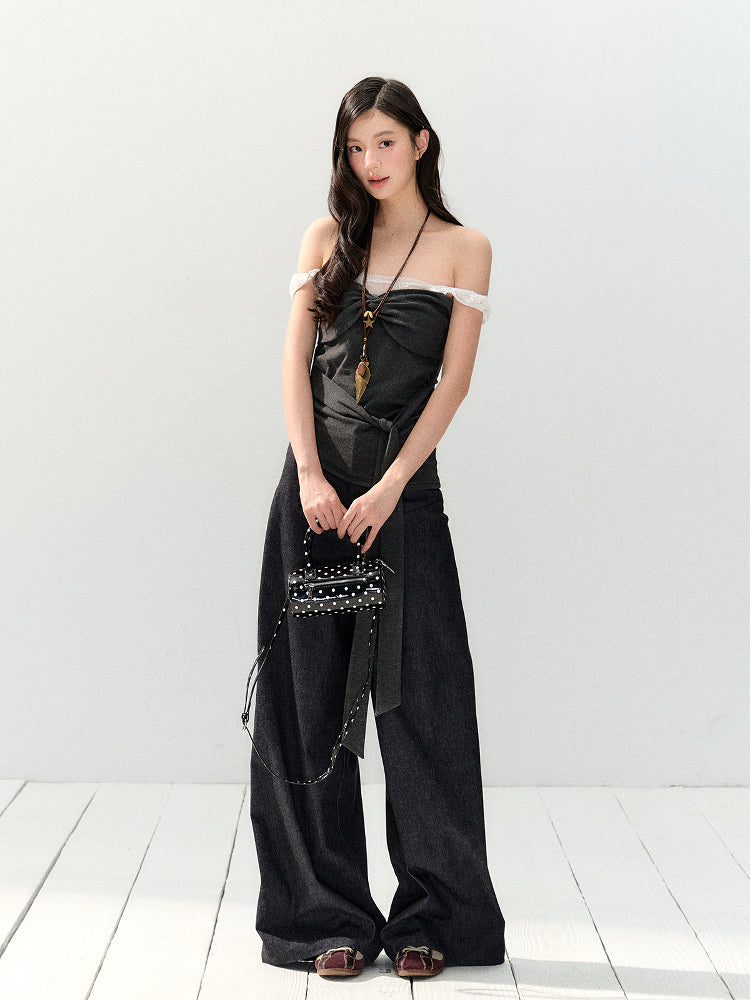 Dark Gray Wide-Legged Jeans - CHINASQUAD