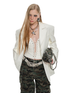 Black & White Floral Embroidered Leather Blazer - CHINASQUAD