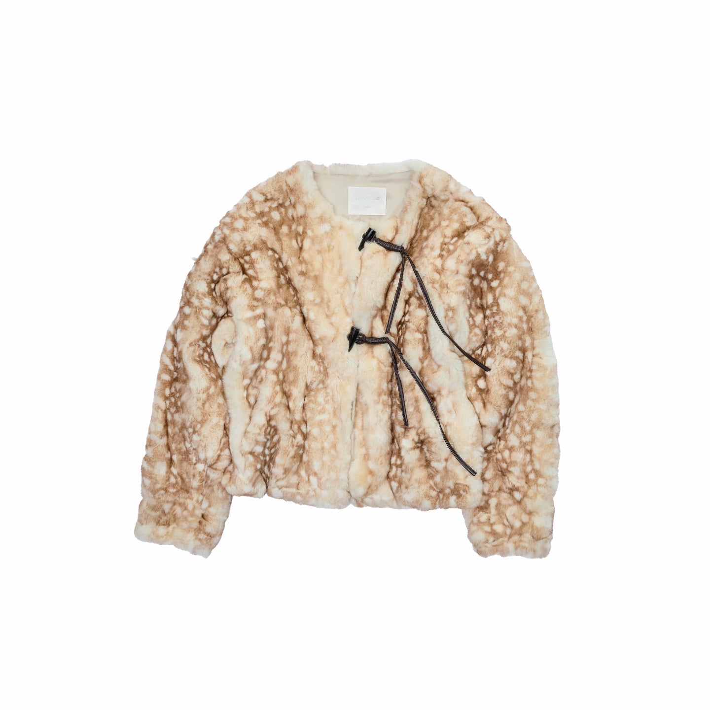 Fawn Pattern Printed Rex Rabbit Fur Jacket