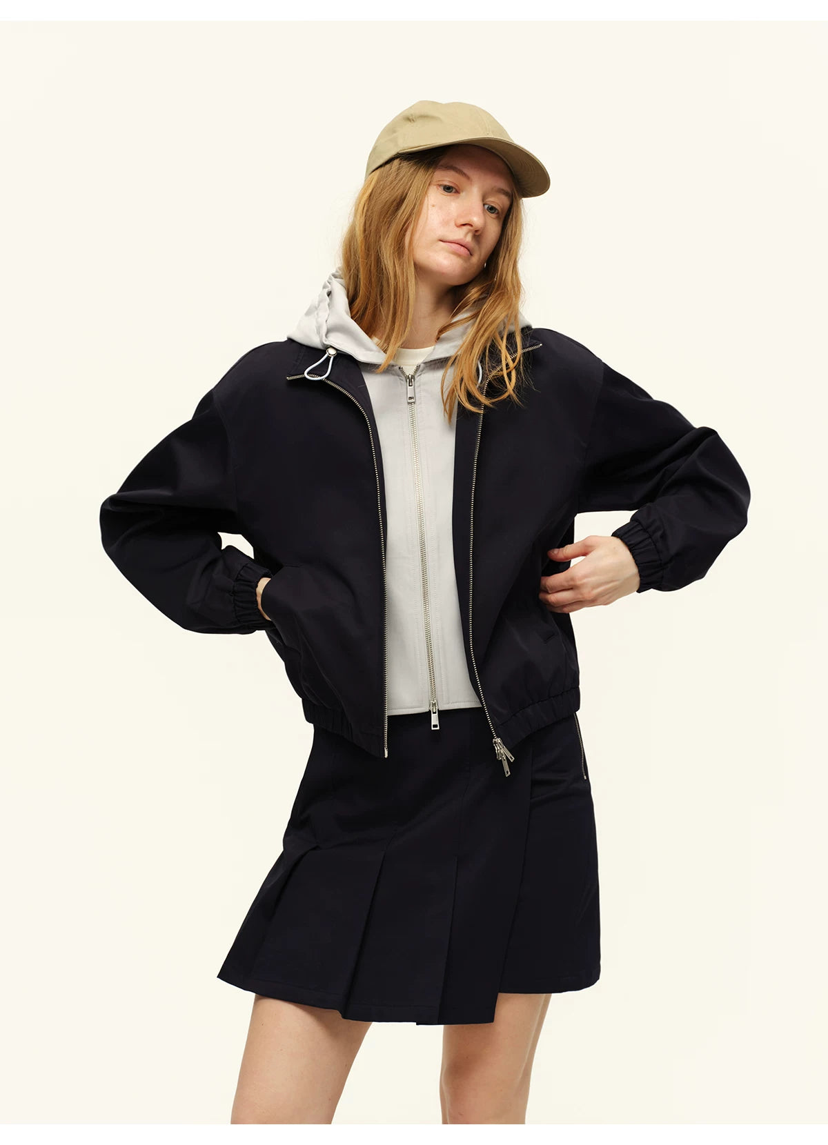 Cotton Stand-Collar Hooded Jacket