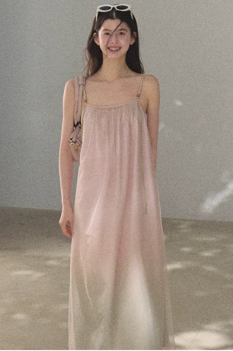 Pink Sand Layered Tulle Camisole Maxi Dress