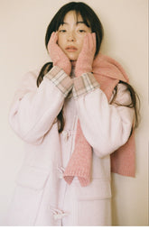 Pink Plaid Horn-buttoned Coat - CHINASQUAD