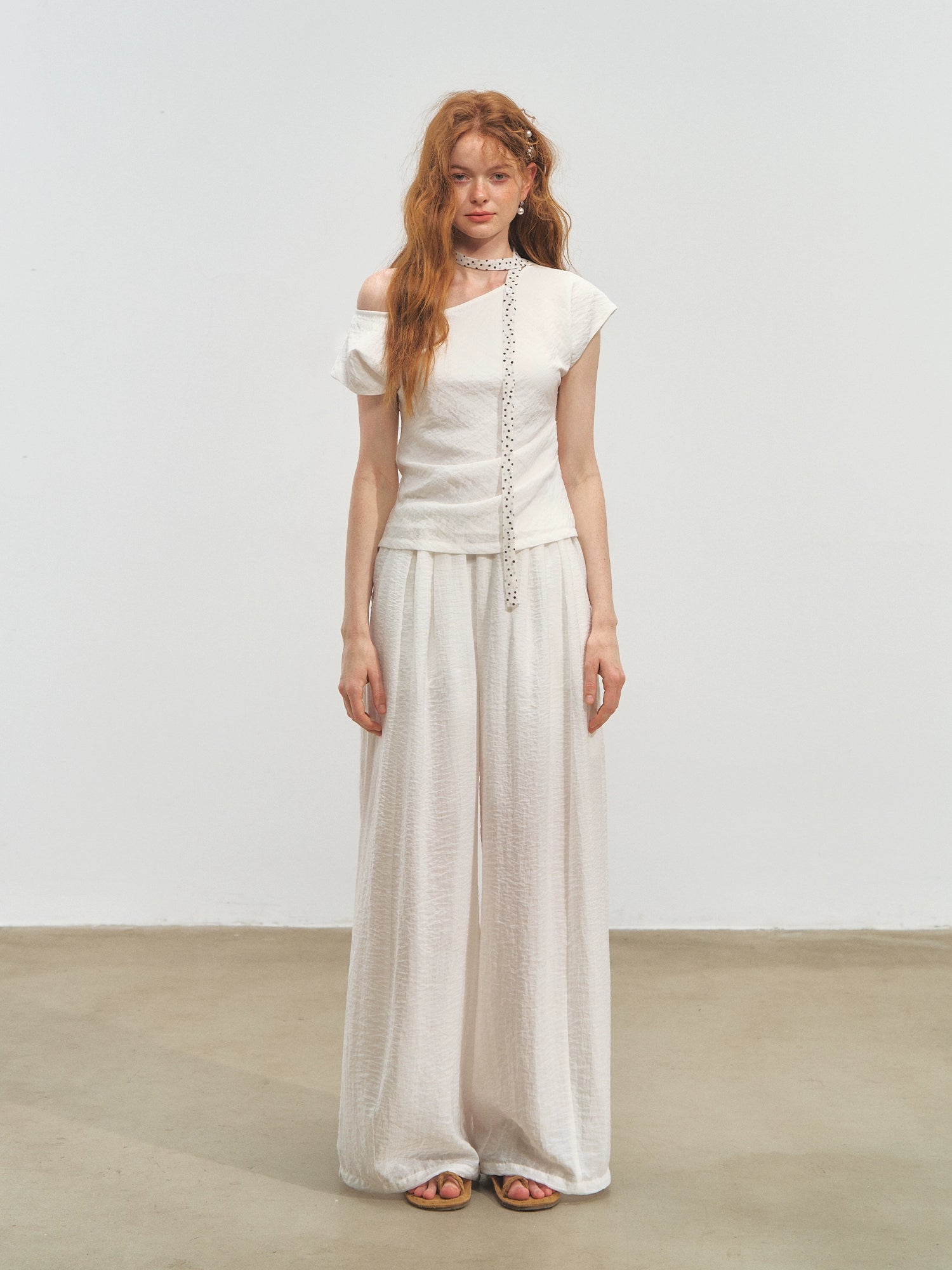 Draped Lazy Asymmetric Shoulder Convertible Top Set - CHINASQUAD