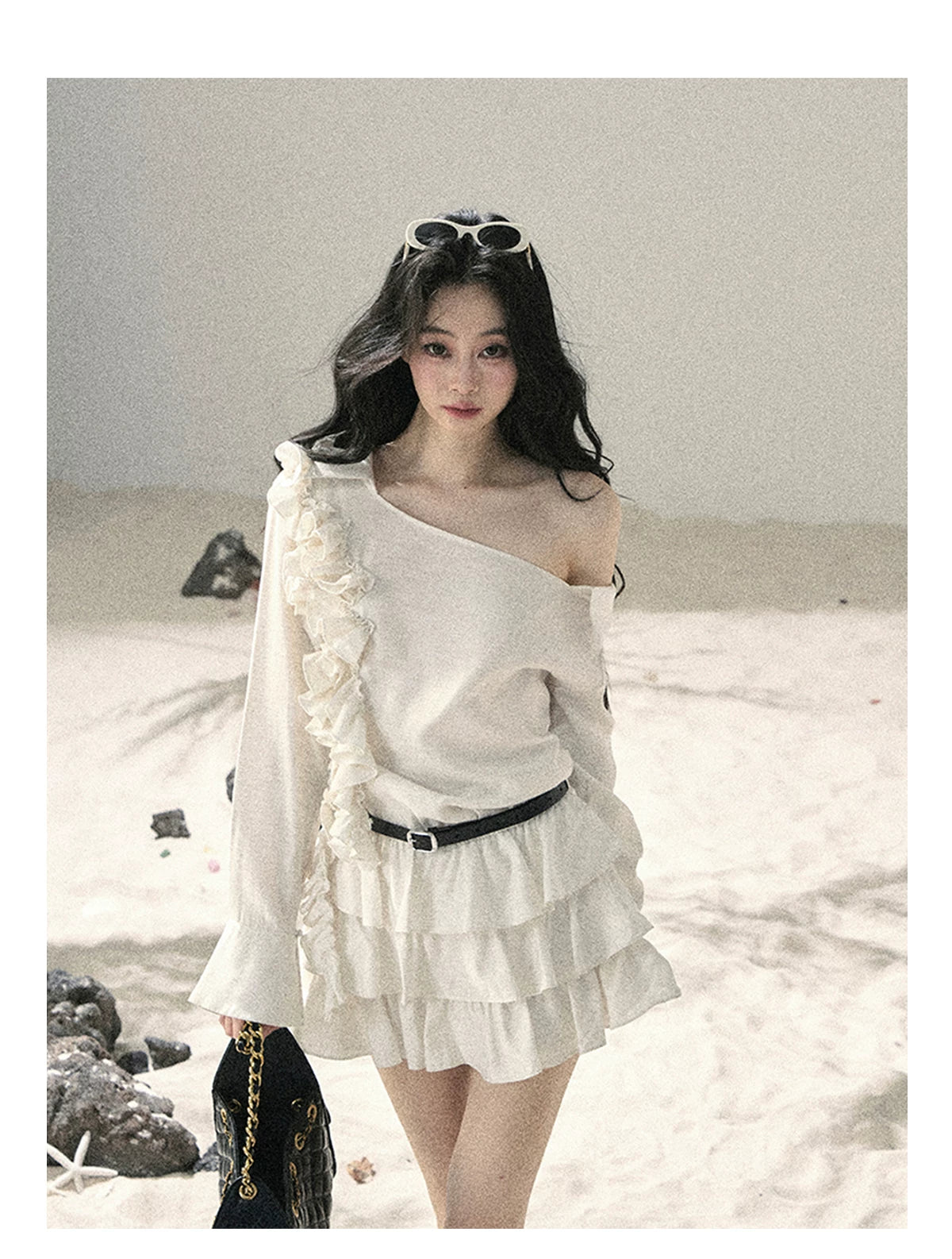 French Ruffle Off-Shoulder Mini Dress