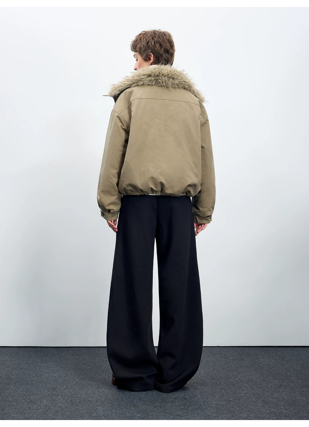 Wool-Blend Sculpted Curved-Leg Tailored Trousers