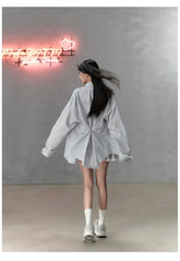 Shiny Rhinestone Striped Lace Patchwork Shirt & Skirt - CHINASQUAD