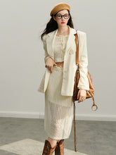 Black & White Embroidered Lace Blazer - CHINASQUAD