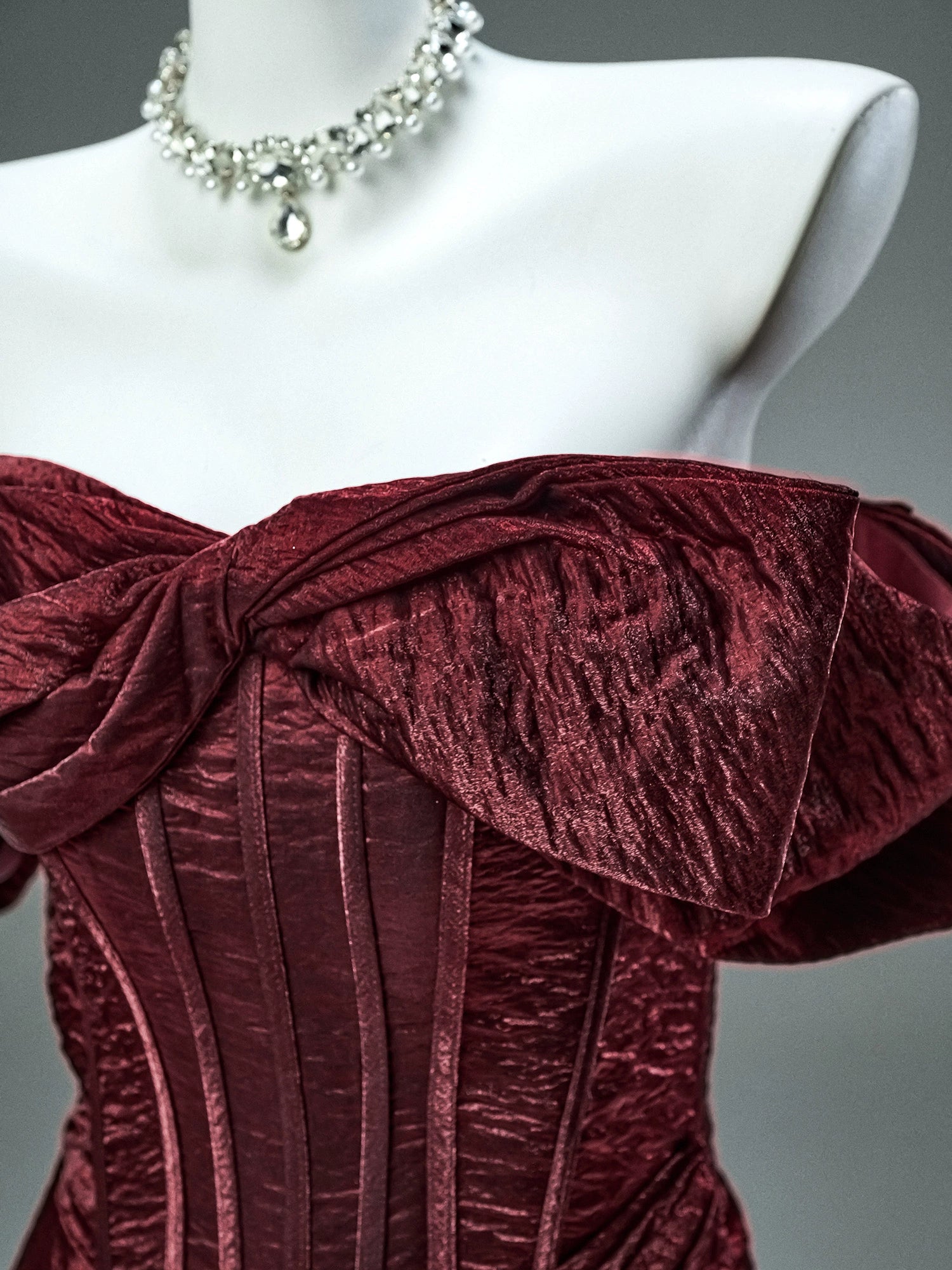 Exquisite Burgundy Couture Gown
