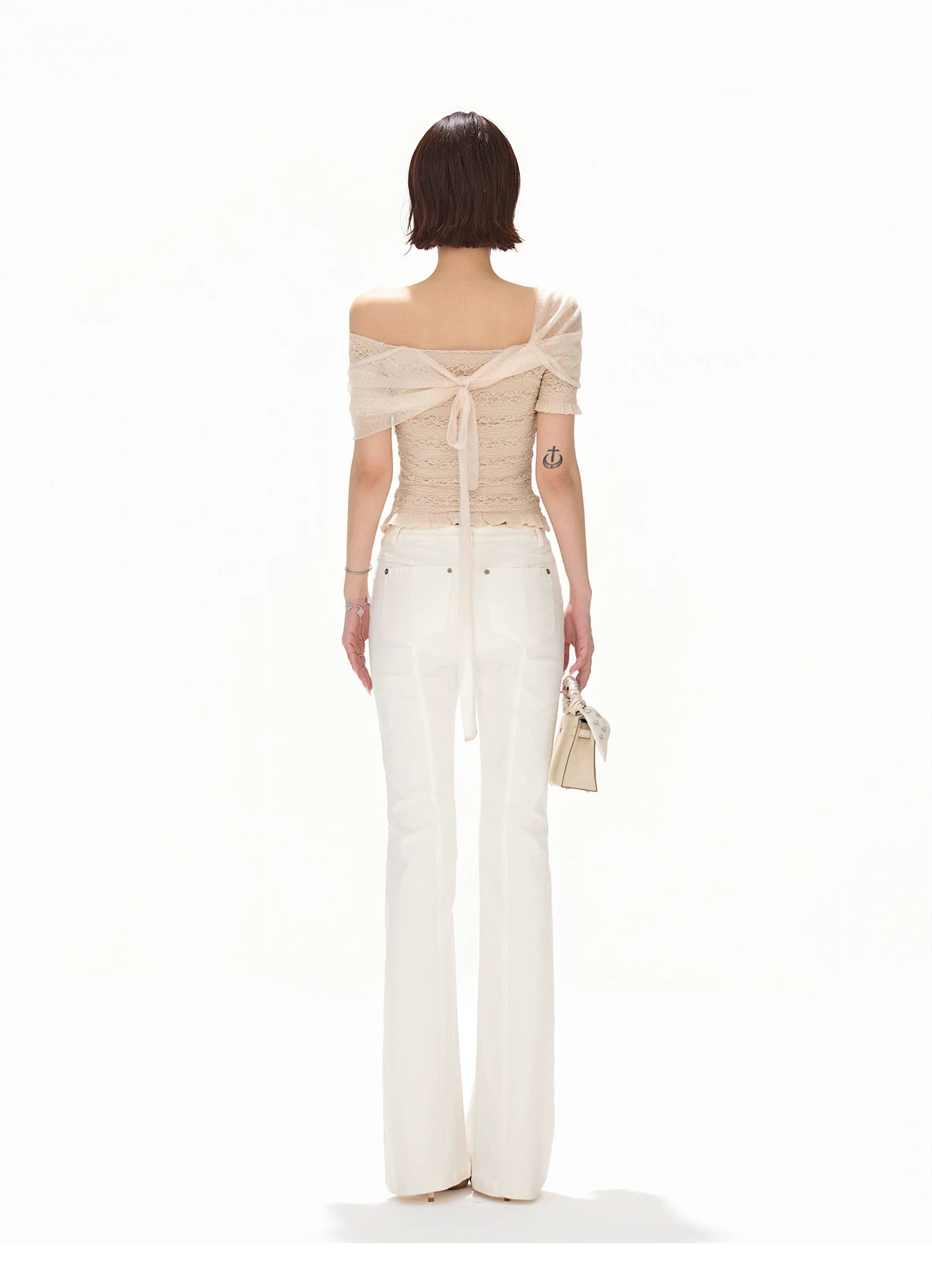French Romantic Lace Off-Shoulder Knit Top