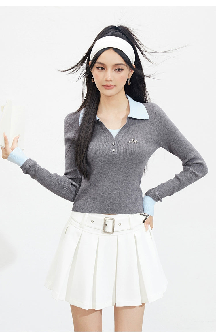Contrast Faux-Layer T-shirt