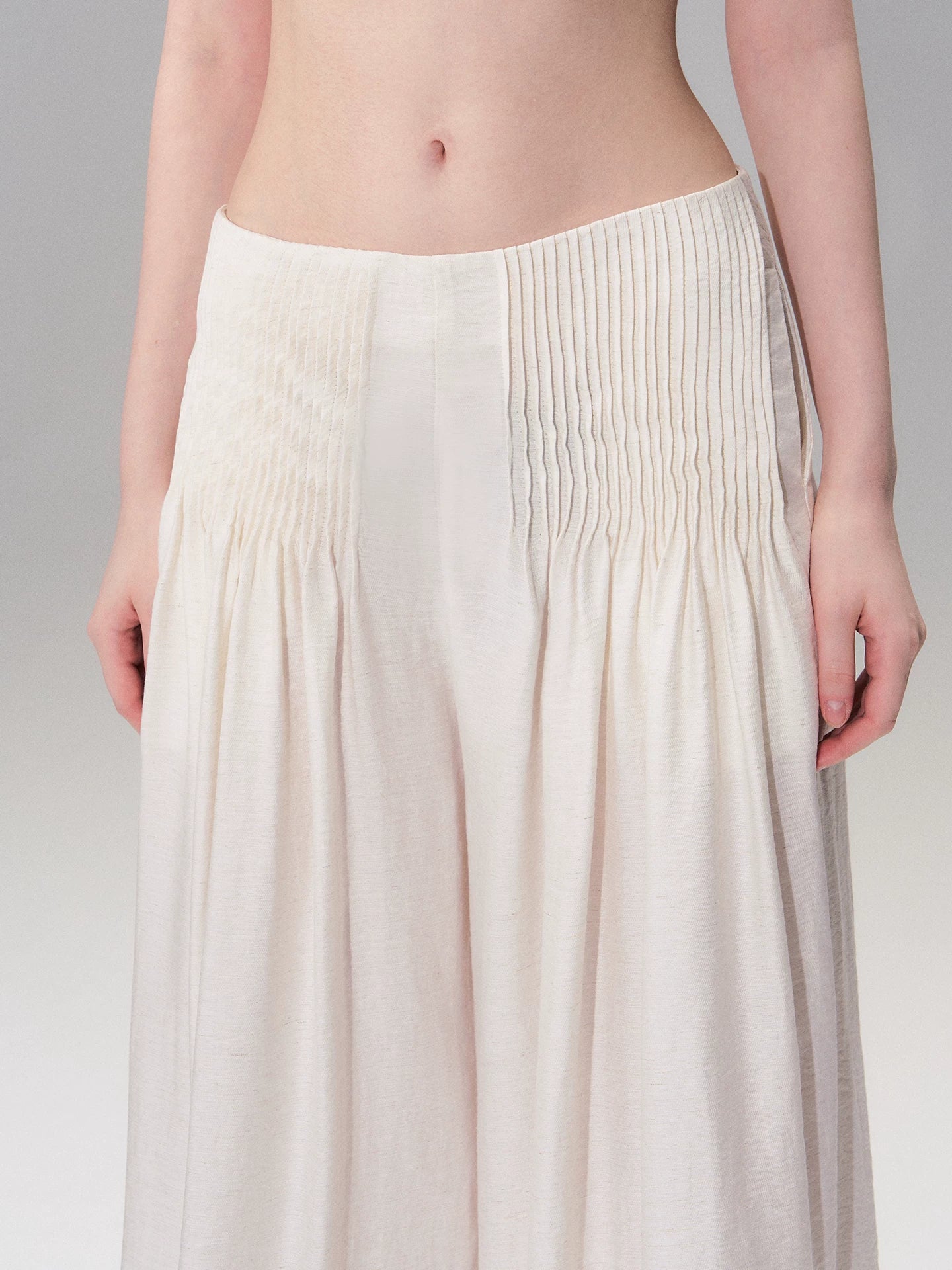 Vintage Pleated Linen-Blend Wide-Leg Trousers