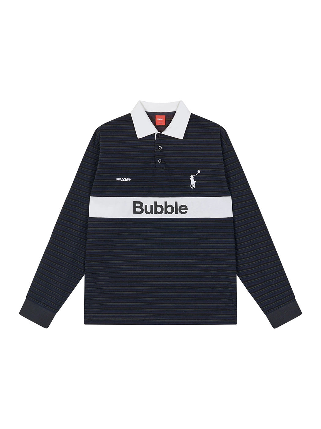 Vintage Striped Color-Block Long Sleeve Polo