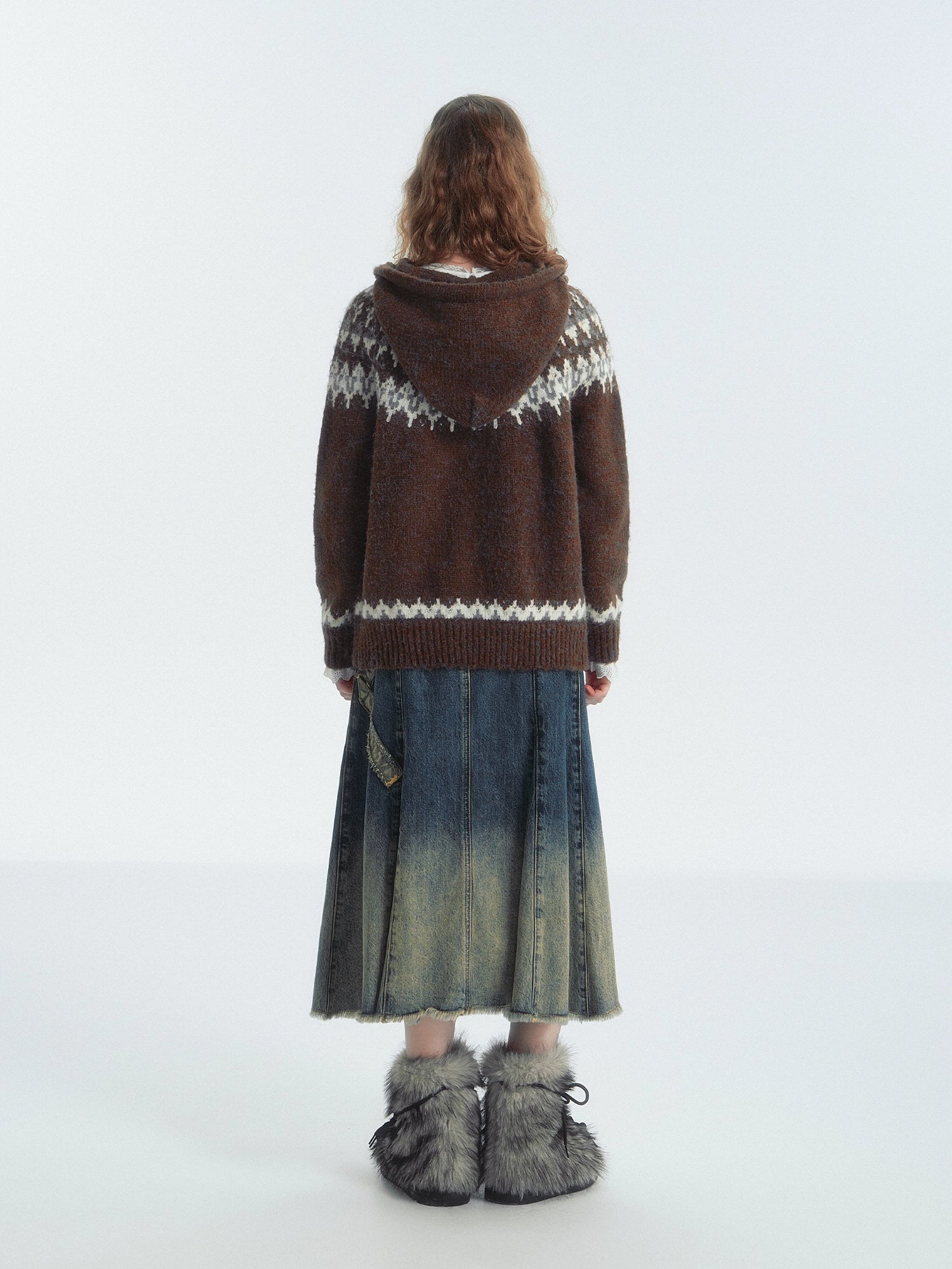 Gradient Frayed Bow Denim Skirt - CHINASQUAD