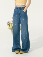Embroidered High-Waisted Wide-Leg Pants - CHINASQUAD