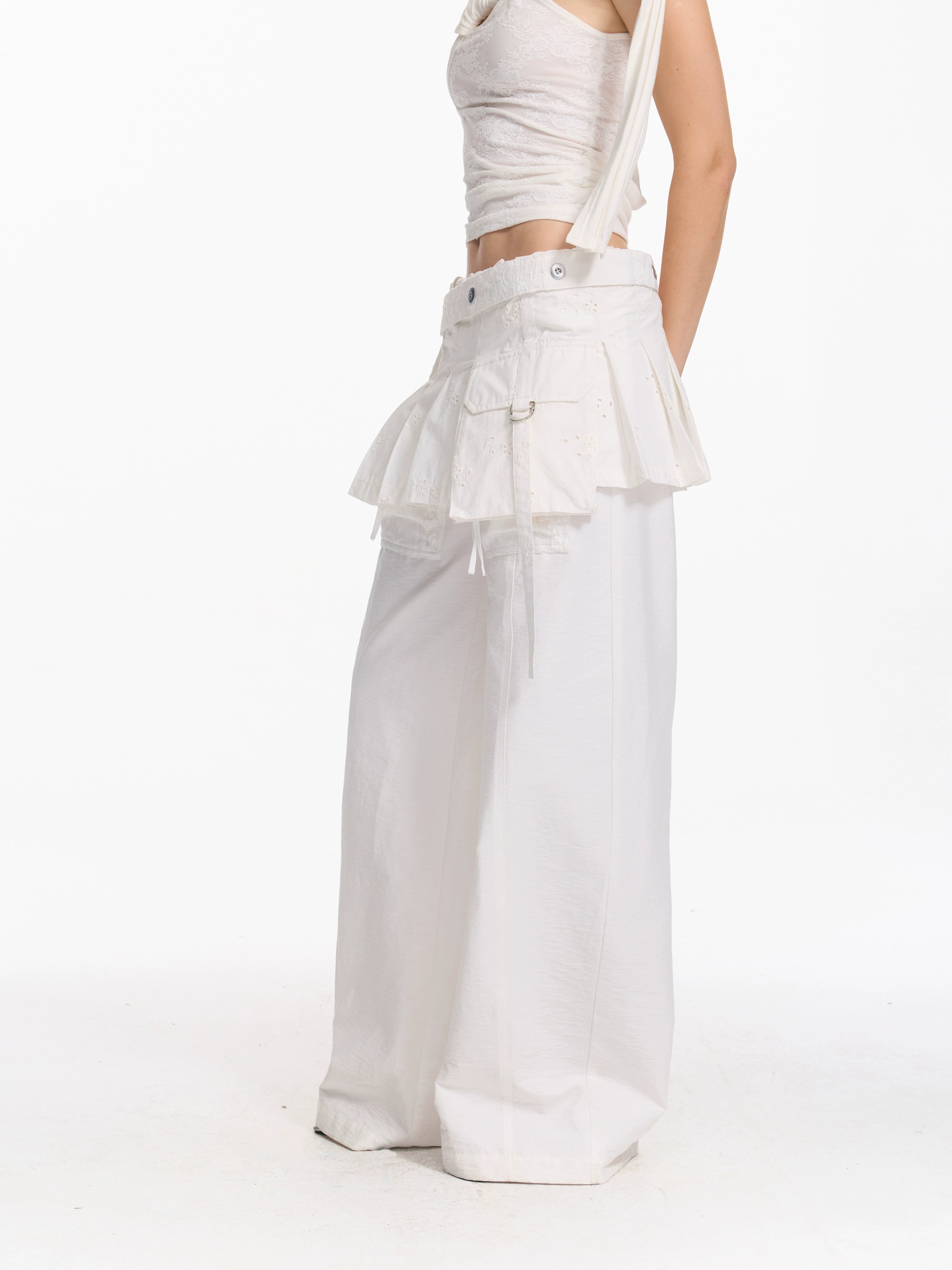 Plaid Overlay Tie Skirt